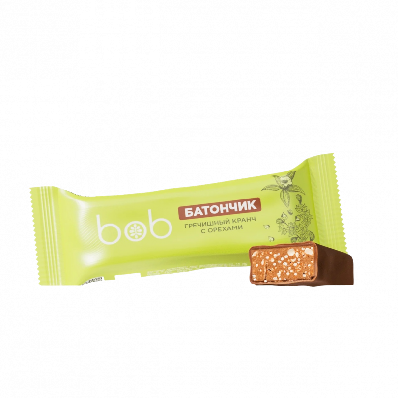 Батончик глазированный "Гречишный кранч с орехами " Bob